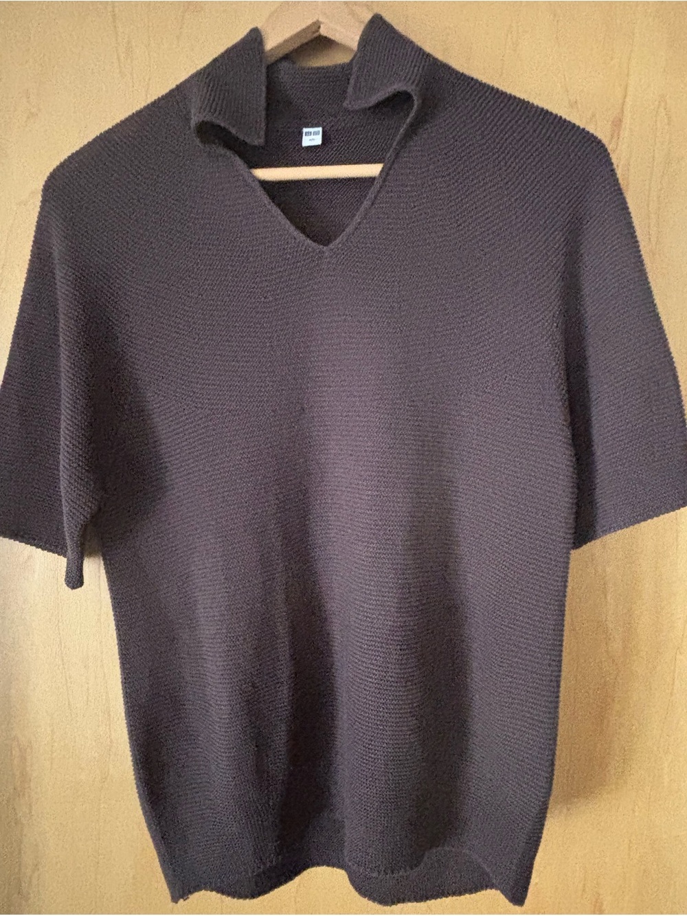 Uniqlo Women V-Neck Short-Sleeve Sweater in Dark Brown